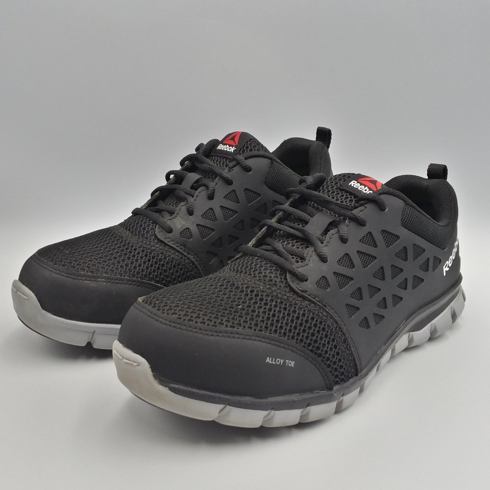 Reebok Sublite Cushion Work Mens 10 Black Alloy Safety Toe Slip Resistant Shoes - Picture 2 of 14